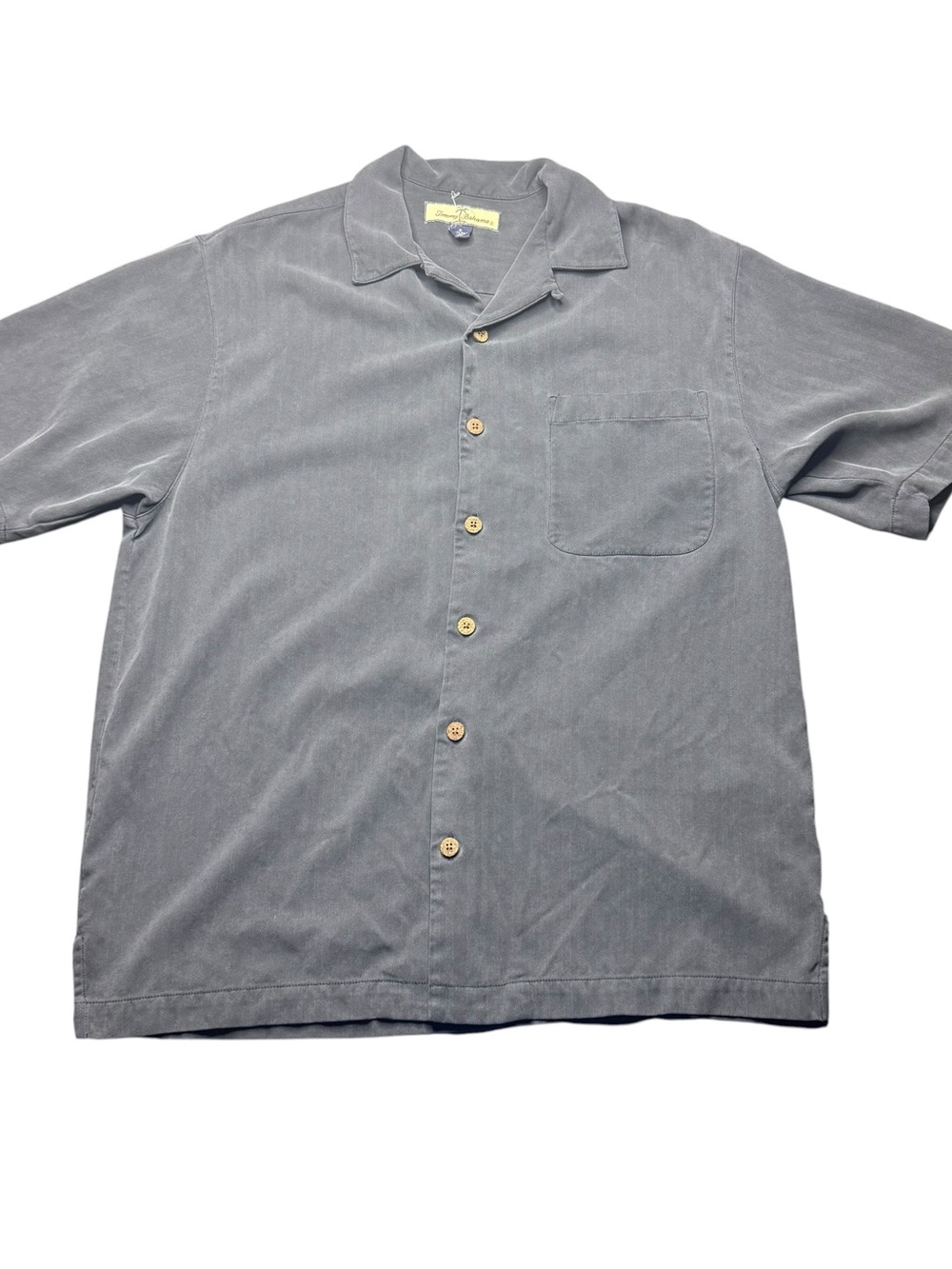 Tommy Bahama Faded Black Mens S Short-Sleeve Button-Down Camp Shirt 100% Silk